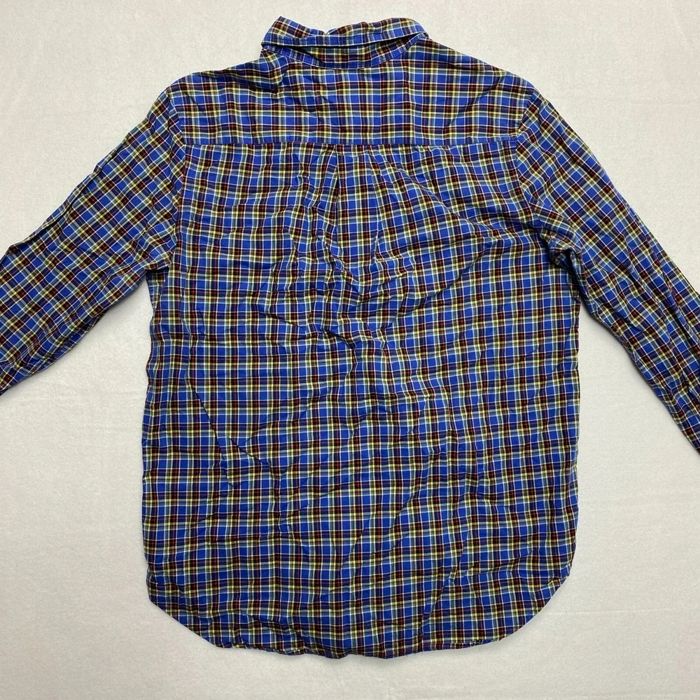 Ralph Lauren Shirt Boys XL Blue Long Sleeve Red Pony Plaid Button Down